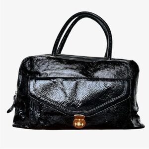 Goldenbleau Black Leather Satchel